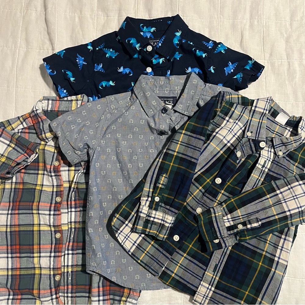 Bundle of 4 Kids Button Down Shirts - Size 3T - Gap, Children’s Place, Carters